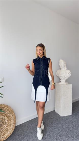 Korse Detaylı Likralı Crop Etekli Takım