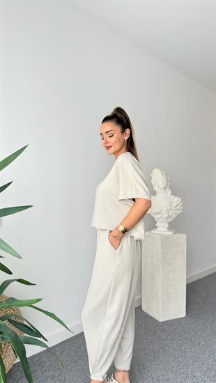Premium Modal Taş Şalvar Pantolon Takım