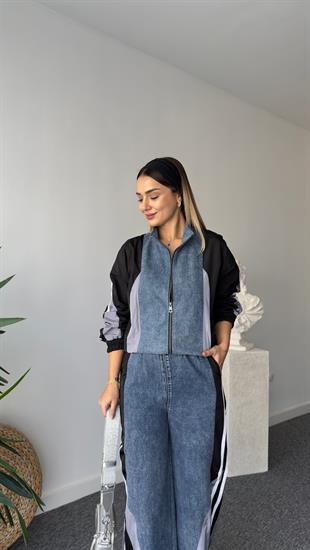 Tavin Siyah Paraşüt Detaylı Tasarım Jean Takım