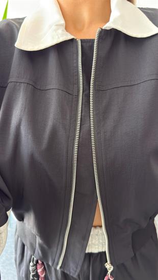 Essa Vatkalı Siyah Paraşüt Ceket