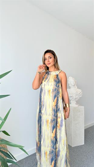 Massi Batik Desenli Halter Yaka Elbise 