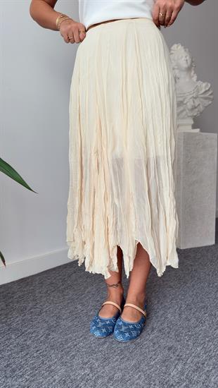 Sarı Astarlı Asimetrik Şifon Etek