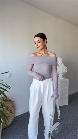 Madonna Yaka Büzgülü Gri Bluz