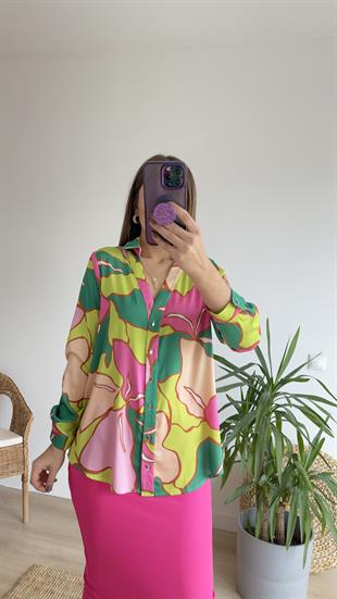 Mery Zra Model Pembe Desen Gömlek