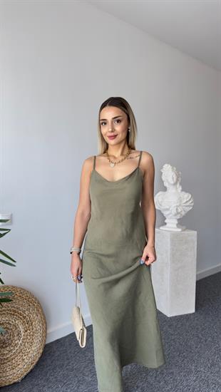 Veno Askılı Haki Massi Elbise 