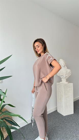 Kahve Klara Premium İncili Modal Takım