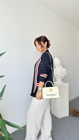 Linzy Kırmızı Şerit Detaylı Hırka