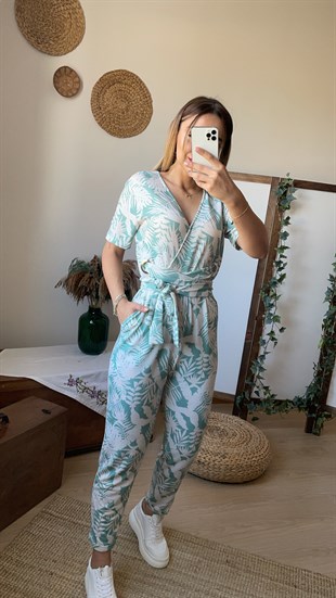 Kemerli Mint Yeşili Tulum