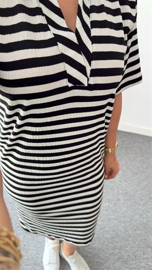 Polo Yaka Çizgili Basic Elbise