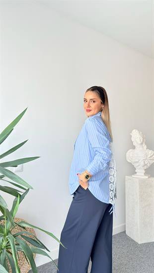 Sırtı Güpür Ve Bağlamalı Çizgili Gömlek