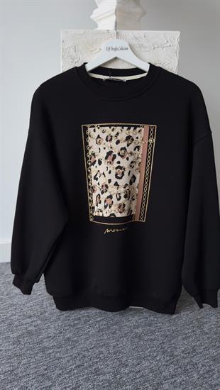 Ledon Leopar Baskı Siyah Sweat