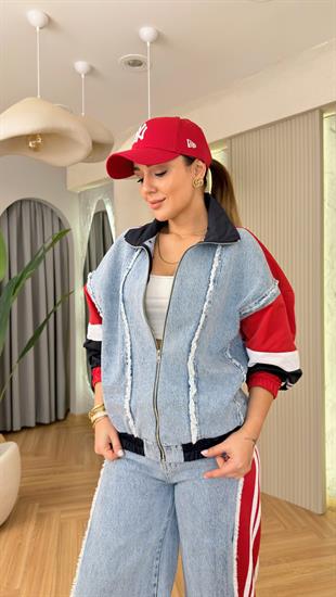 Kırmızı Porsha Paraşüt Detaylı Tasarım Jean Takım