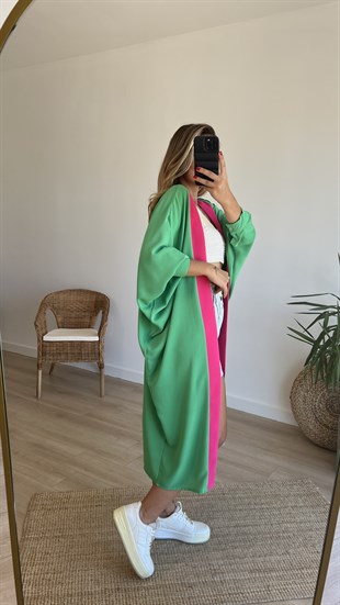 Yarasa Kol Oversize Yeşil Tasarım Tunik