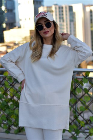 Dikiş Detaylı Ekru Tunik