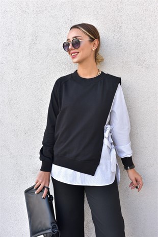 Yanları Bağlamalı Gömlek Sweat