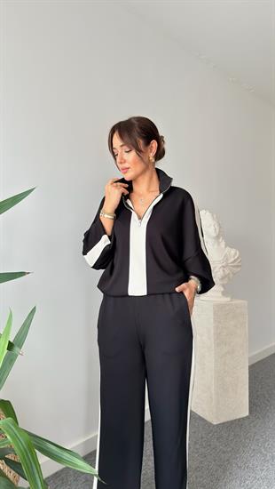 Siyah Maiga Yarım Fermuarlı Modal Takım