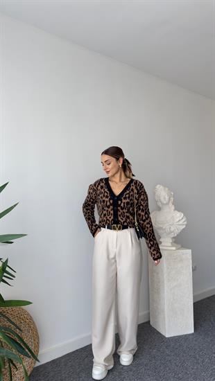 Cliona Sakallı Leopar Desen Hırka