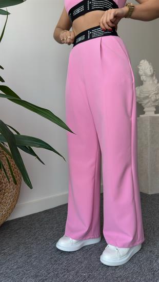Pembe Pugna Bel Yazılı Pantolon