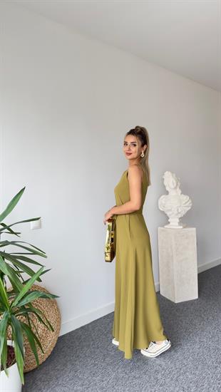 Carta Kuşaklı Olive Bol Paça Tulum