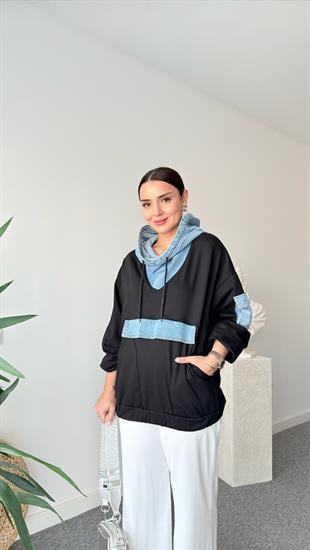 Kot Kapüşon Detay Cepli Sweatshirt