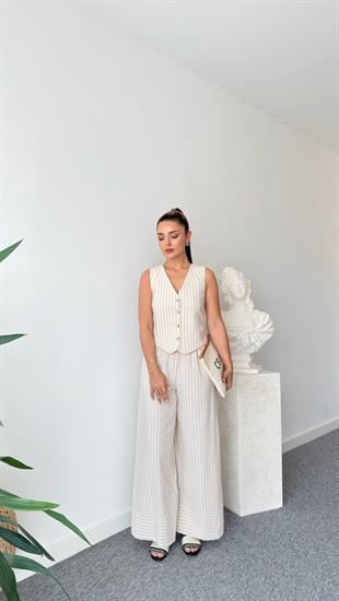 Veisa Massi Çizgili Yelekli Takım