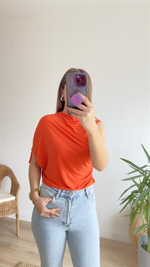 Zra Model Omzu Büzgülü Turuncu Bluz