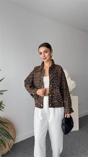 Serena Leopar Desenli Gömlek Ceket