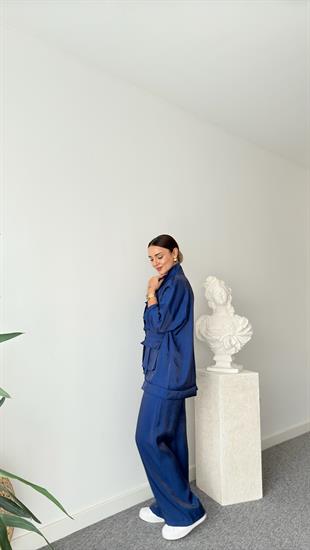 Mavi Vuaye Cep Detaylı Takım  