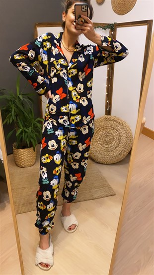 Karakter Baskılı Lacivert Pijama Takımı