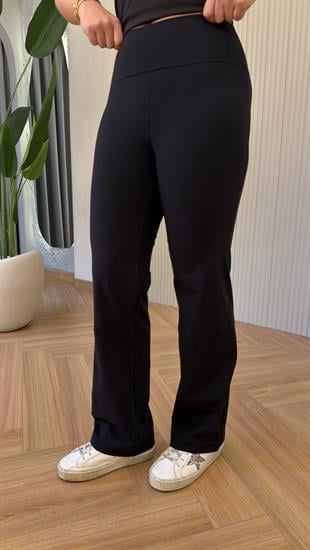 Siyah Boru Paça Oys Tayt Pantolon