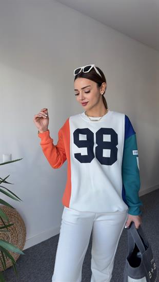 98 Baskılı Renkli Sweatshirt 