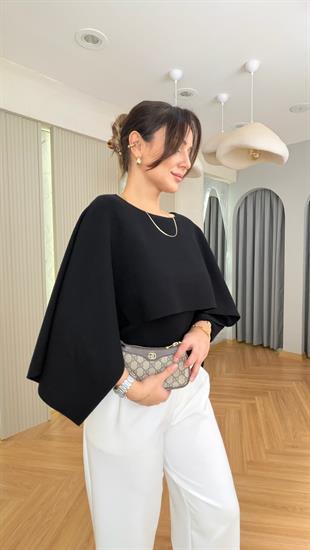 Siyah Zra Model Pelerin Triko Kazak