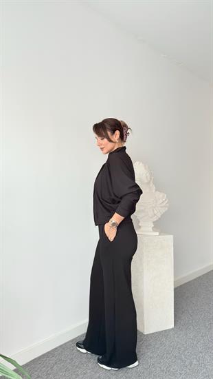 Siyah Norde Sırt Pileli Modal Takım