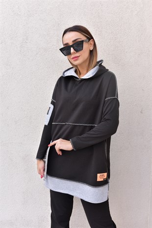 İki İplik Çift Renkli Siyah Takım 