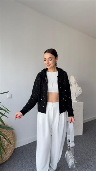 Çakımlı Zra Model Siyah Triko Hırka