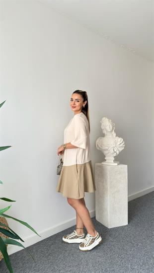 Bej Cos Model Cepli Modal Elbise 