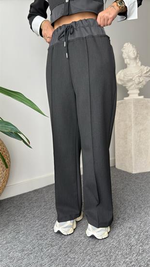 Linen Bel Detaylı Antrasit Pantolon