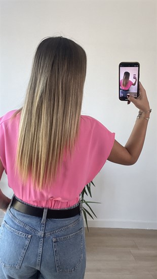 Düğüm Detaylı Pembe Bluz 