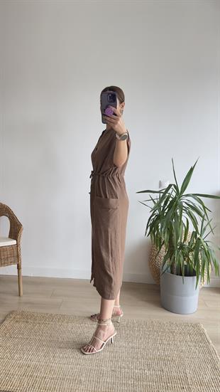 Rita Kargo Cep Kahve Elbise