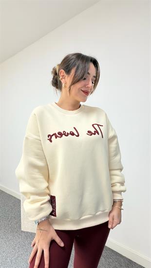 The Lovers Yazılı Bej Sweatshirt