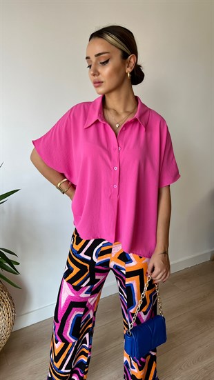 İpekyol Model Dökümlü Pembe Gömlek