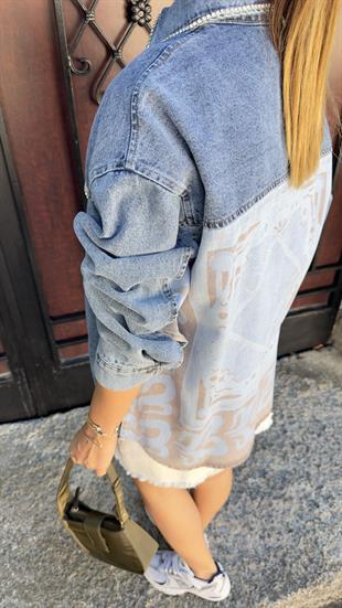 Desen Baskılı Orj Model Jean Ceket
