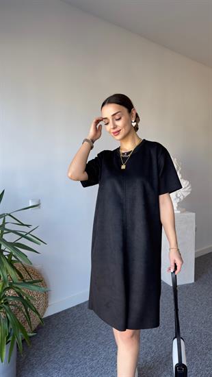 Siyah Süet Basic Elbise