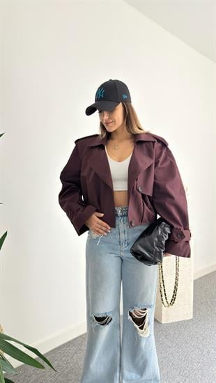 Bordo Balon Model Tek Düğme Ceket