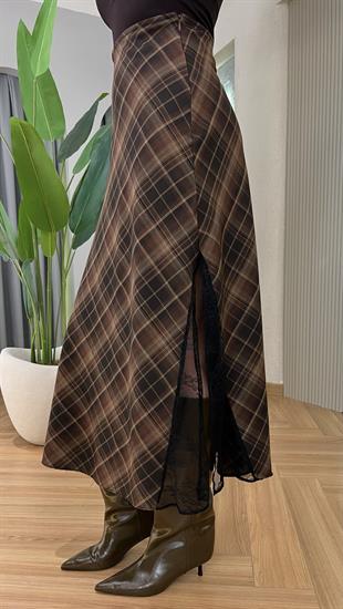 Rother Dantel Detaylı Ekose Etek