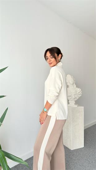 Nisel Fermuarlı Renk Geçişli Ekru Modal Takım