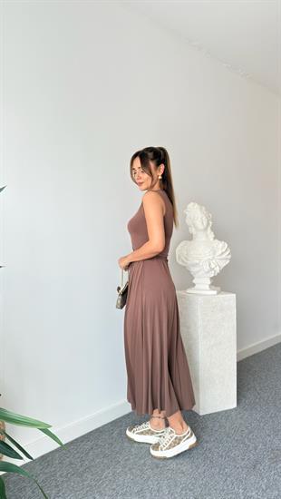 Kahve Terula Kloş Etekli Modal Takım 