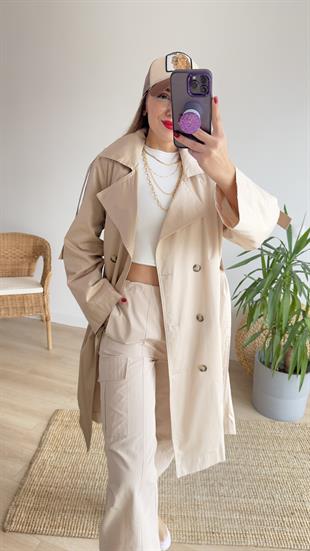 Çift Renk Tasarım Trençkot