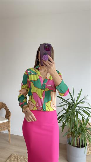 Mery Zra Model Pembe Desen Gömlek
