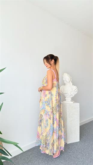 Zra Model Pembe Biyeli Çiçek Desenli Elbise 